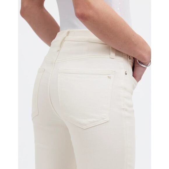 Madewell Petite Kick Out Crop Jeans Mid Rise Flare Leg Pure White NWT Size 27P - Picture 5 of 13
